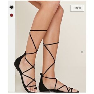 f21 black faux suede lace up toe strappy sandals